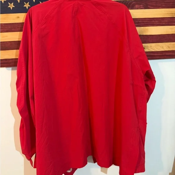 Fabletics Giana II Red Ruched Longline Windbreaker Rain Jacket Oversized Size M - Picture 10 of 10